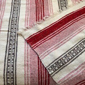 Woven Striped Throw Blanket Red/White/Black